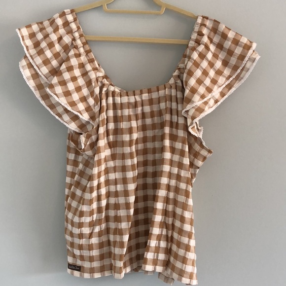 Matilda Jane Annabelle Plaid off-shoulder button-front blouse - Picture 5 of 5